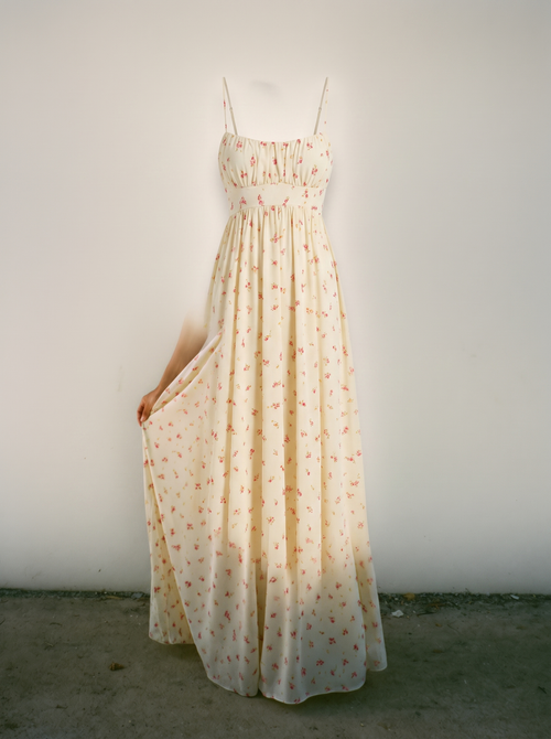 Maxikleid Mila in Creme mit Blumenmuster