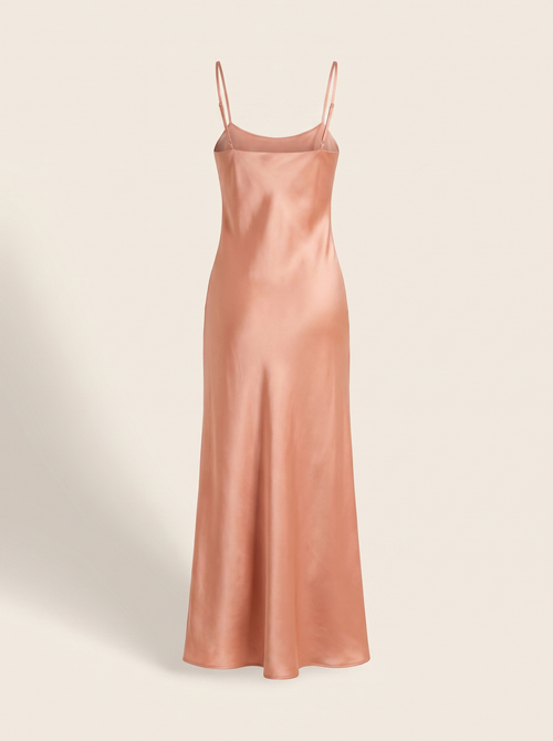 Midikleid Livia in Apricot, Satin-Optik